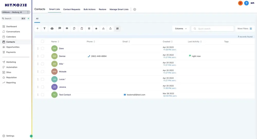 HitMoxie Features - Contact Management